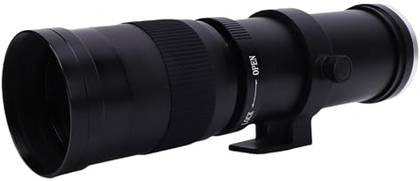 Zunate 420-800mm F8.3 Telezoomobjektiv, Manuell Fokuskameralins för EF/EF S Mount DSLR-kameror (Svart)