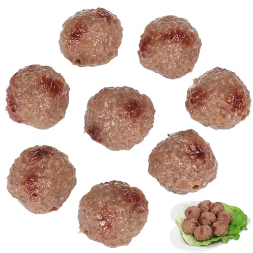 VOSCHOIX Realistic Artificial Meatballs, 16Pcs Simulated Beef Balls Beef Meatball Restaurant Prop PVC Realistic Food Props for Home Kitchen Party Decoration