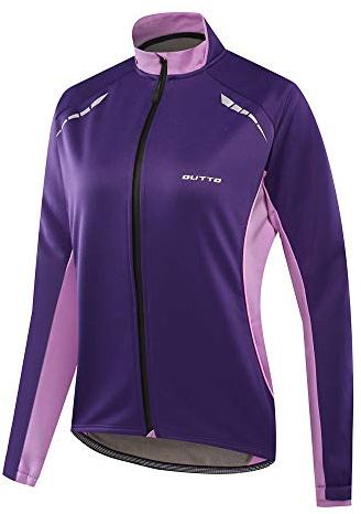 YAOTT Damen Winddicht Outdoor Fahrradjacke Atmungsaktiv Fleece Winter Radfahren MTB Mountainbike Jacke Lila L