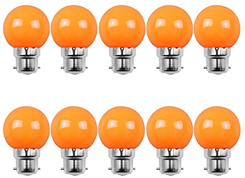 Aiwerttes Lampadine a Baionetta B22 Colore Arancione Lampadina da 2W (equivalente a 20W) Lampadine Natalizie a Risparmio Energetico con Pallina da Golf, Confezione da 10