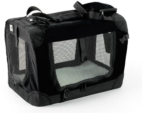 KCT Small Black Fabric Pet Crate Carrier Travel Transport Bag for Cats and Dogs