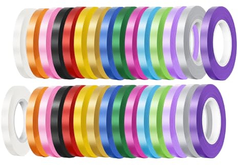 30 Rolls Mix Colour Curling Ribbon 5mm for Balloons, 300m Shiny Crimped Balloon String Party Ribbon for Gift Wrapping Crafting, Florist Flower, Christmas, Birthday