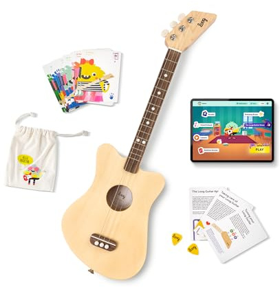 Loog Mini guitare acoustique pour enfants débutants 3 cordes à partir de 3 ans Application d'apprentissage et leçons incluses