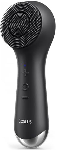 COSLUS Gesichtsreinigungsbürste Elektrische Gesichtsbürste Silikon Gesichtsreinigung: 2in1 rotierend und vibrierend patentierte tech-Automatic Schaumbildung-IPX7 wasserdicht für Männer Frauen-Schwarz