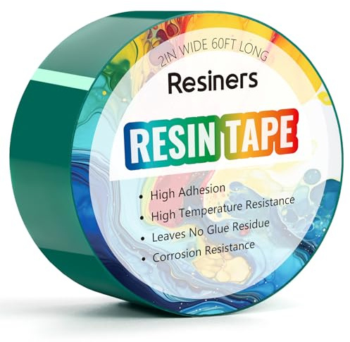 Resiners Cinta de Resina Epoxi - 50mm x 18m - Cinta Térmica Resistente Alta Temperatura, Fácil Despegado para Mesas de Río y Joyería, Verde