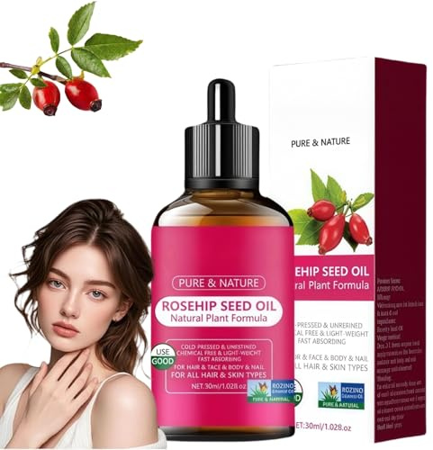 Rosehip Oil for Face, Hair and Body,Anti-Aging Rose Hip Seed Oil,Essential Oils for Skin,Rosehip Seed Oils,Rose Water,Nourishing & Moisturising,Multi-Purpose Use,Fade Fine Lines,Brighten Skin Tone
