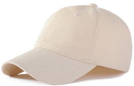 WINKEEY Cap Herren, Baseball Cap für Herren und Damen, Unisex Kappe Verstellbar, Klassischer Einfarbiger Basecap, Vintage Washed Kappe,Beige