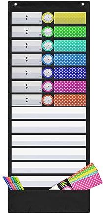 Tableau de poche pour emploi du temps quotidien et étude des mots avec cartes réversibles, tableaux de poche pour les classes, tableau des horaires quotidiens