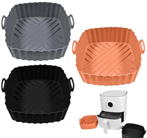 Friggitrici Inserti In Silicone,3 Parti Friggitrice Ad Aria Calda - Riutilizzabili Resistenti Al Calore Cuocere Quadrate Per Tostapane Forno A Microonde Cucina