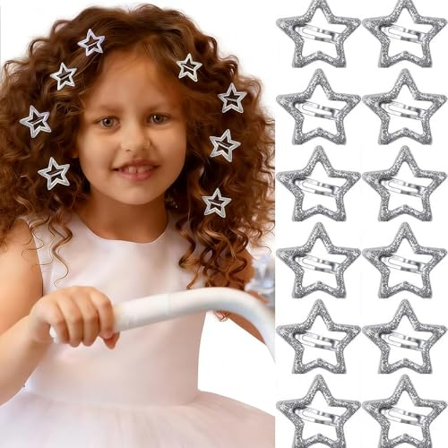12 Barrettes Métal Antidérapantes Colorées pour Bébés, Femmes et Filles – Accessoires Cheveux Mignons – Couleur Argenté