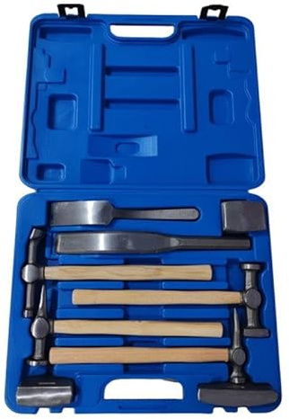 Gear4Garage Auto Body Panel Beating Tool Kit 9 Piece Hammer Dolly Dent Repair Set