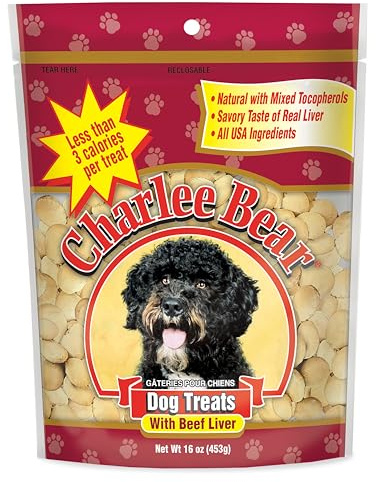 Charlee Bear Original Crunch Beef Liver Dog Treats, 16 oz - Made in the USA, Natural Training Treats for Dogs