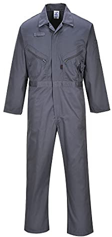 Portwest C813 Men's Liverpool Work Overalls Protective Boiler Suit Polycotton Coveralls Durable Workwear for Mechanics Warehouse Garages DIY Graphite Grey, Small