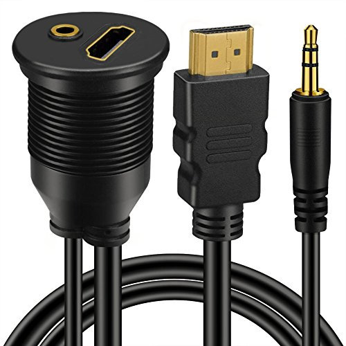 baolongking 3.5mm & HD Male to Female AUX Flush Mount Car Mount Extension Cable for Car Truck Boat Motorcycle Dashboard Panel -1m