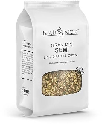 Gran Mix di Semi, Misto semi con Semi di zucca, semi di girasole, semi di lino, Seeds mix - 1 Kg - Italia Spezie