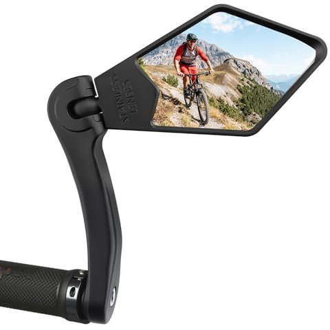 Arkham Bike Mirror Convex Rearview Mirror HD Blast-Resistant, 360° Rotatable Bike Mirror for Electric Bike, Adjustable Universal Bicycle Mirror for Right or Left 14.8-23mm Handlebar (1 Piece) Diamond