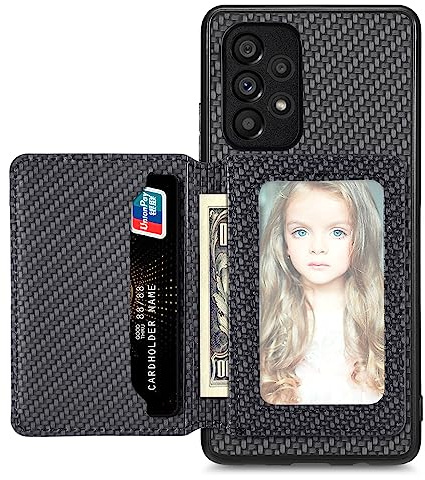 MOJIA fodral till Samsung Galaxy A53 5G, ultratunt flipfodral för kortväska, TPU telefonskydd, korthållare multifunktionellt fodral med Rfid-blockering. Svart