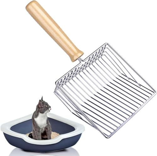Huanmin Katzenstreu Entsorgungseimer Schaufel, Katzenstreu Schaufel Metall, Streuschaufel Katzenklo, Katzenstreuschaufel Metall Streuschaufel Schaufel Edelstahl（28cm）