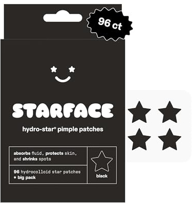 Starface World Black Star Big Pack, Hydrocolloid Pimple Patches, Absorb Fluid and Reduce Redness, Cute Star Shape, Cruelty-Free Skincare (96 Count)
