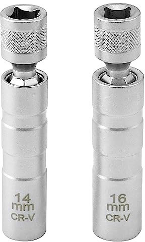 JEEJINYAN 2 Stück Zündkerzenschlüssel 14 mm und 16mm, Universal Magnetisch Zündkerzenschlüssel Set 3/8 Zoll Steckdose Demontagewerkzeug, Zündkerzenstecker für die Autoreparatur