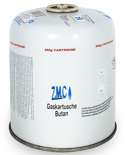 Z.M.C 1 cartucho de gas de 450 g, gas propano/butano 810 ml, cartucho de gas EN417, rosca europea, conector de rosca para quemador de malas hierbas, lata de gas a presión universal con válvula de