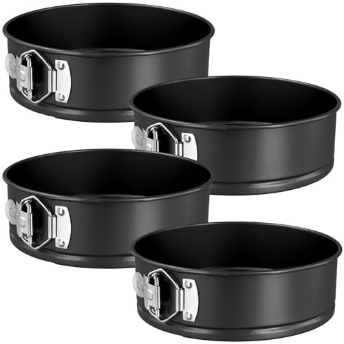 JEUIHAU 4 PCS Round Cake Tin, 20 cm Cake Tins for Baking Cheesecake Tin, Cheesecake Non Stick Cake Tin for Home, Kitchen and Restaurants