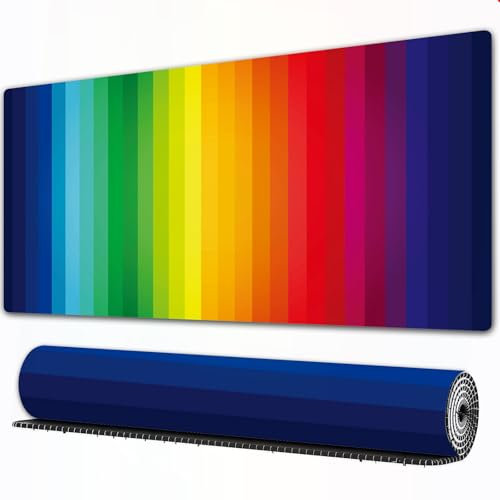 EOMKSE Mouse Pad Gaming Large Desk Pad Washable Mouse Pad Laptop Desk Mat,Vector art with vertical stripes with gradient color chart with blue gre,Home Mouse Pad with Anti-Slip Rubber Base,16x35.5 in