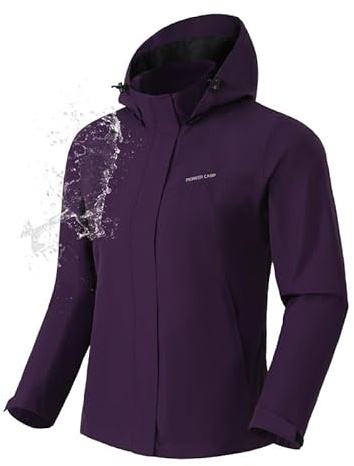 Pioneer Camp Veste Pluie Femme Impermeable Capuche Coupe Vent Léger Respirant Randonnée Parka Anti-Pluie Veste pour Extérieur（Dusky Purple;XXL