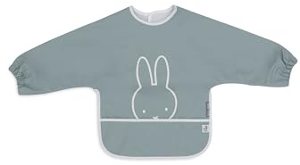 Jollein Miffy Peekaboo Bib with Sleeves - Sea Green - Waterproof - Velcro Closure - Baby Bib