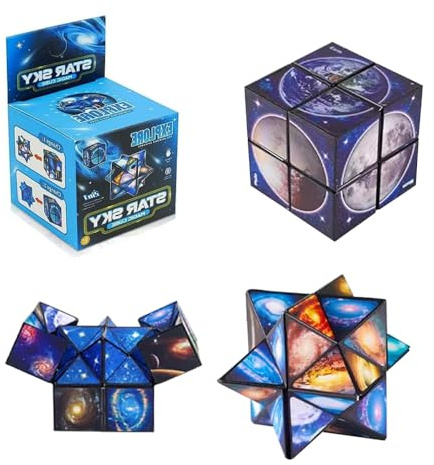 Magic Cube, 3D Puzzle Cube,2 en 1 Cube Étoile, Cube 3D Infini,Cube Transformant Jouet Anti-Stress pour Enfants et Adultes, Jeu éducatif Cadeaux (XRS1-MF-XK)