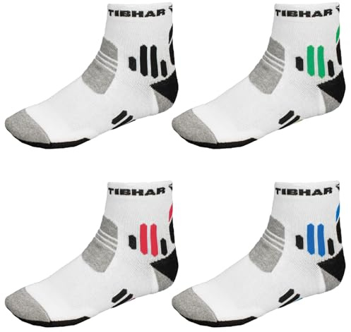 Tibhar Chaussettes de tennis de table Tech II | Chaussettes de sport | Chaussettes fonctionnelles pour homme | Chaussettes blanches, blanc/noir, 44-46