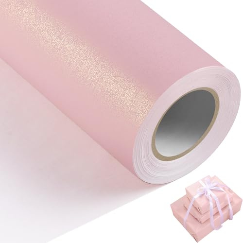 woric 43cm x 12m Pink Wrapping Paper Roll, Gift Matte Pink Wrapping Paper for Easter Baby Shower Anniversary Wedding Birthday