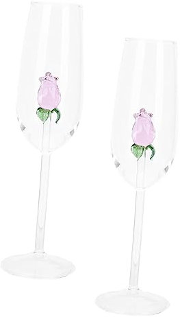 PRETYZOOM 2pcs Unique Drinking Glasses Rose Crystal Goblet Party Cocktail Glasses Unbreakable for Occasions