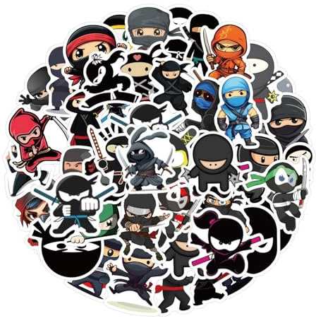 120 Adesivi Ninja, Cartoni Animati Carini, Divertenti Adesivi Di Scrapbook Autoadesivi, Decorazione Del Quaderno Per Skateboard Per Chitarra Fai-Da-Te.