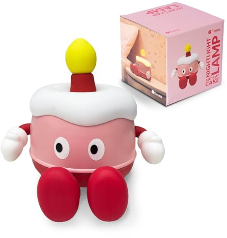 Fisura – Luz nocturna infantil “Tarta”. Lámpara de noche infantil original con temporizador y control táctil. 2 modos de iluminación. Lámpara bebe noche quitamiedo. Regalo para niños.