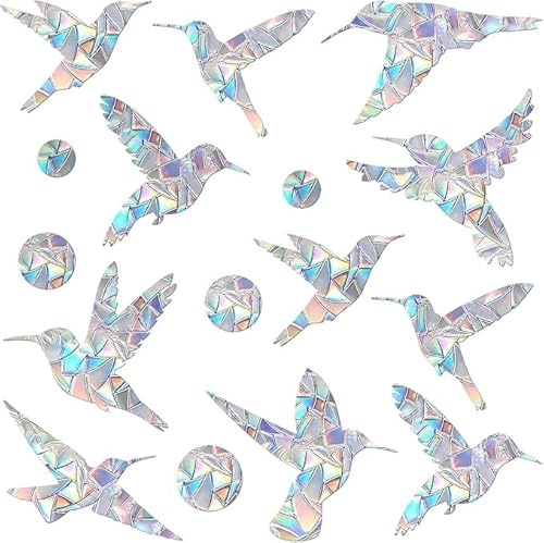 DWUENT Bird Stickers, Window Stickers for Glass, Bird Window Sticker Anti Collision, Colourful Birds Windows Clings to Prevent Birds Strikes, Large 30x22cm PVC Static Adhesive Decal (1-Pack)