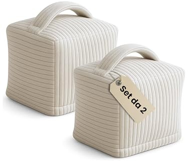 Set da 2 Blocca Porte Pesanti in Tessuto Beige 1,6 kg | Door Stop in Corduroy con Maniglia | Fermaporta da Pavimento Lavabile, Antiscivolo, Design Moderno per Casa e Ufficio