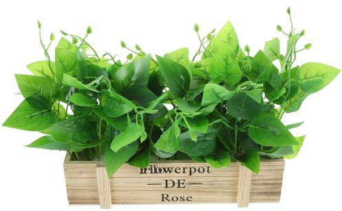 EXAOMBLE Artificial Golden Pothos Bonsai with Pot 30cm Realistic Imitation Plant for Indoor Tabletop Decor Spring Home Centerpiece