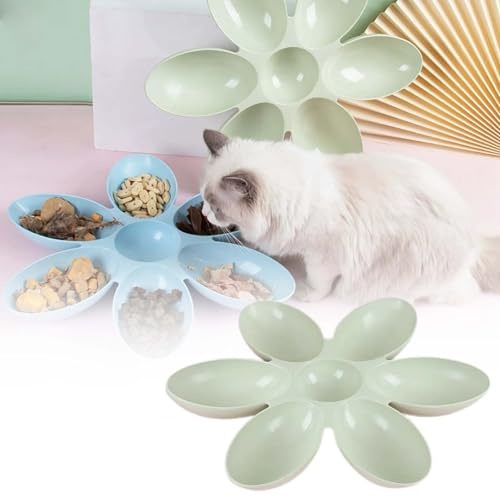 Generisch 2026 Cat Bowl with Flower Leaf Compartment, Plastic Feeding Bowl for Food Water, Ideal for Cats Small (B, 42 x 4 cm)