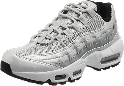 Nike Womens Air Max 95 QS Running Trainers 814914 Sneakers Shoes (UK 6.5 US 9 EU 40.5, Metallic Silver Varsity Red 002)