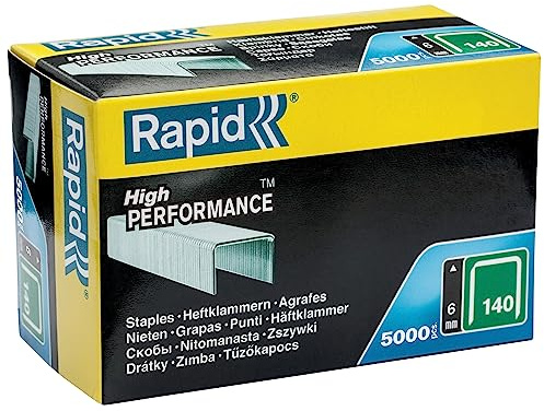 Rapid Bredtrådsklammer 140, Benlängd 6 mm, Galvaniserat stål, 5000-pack