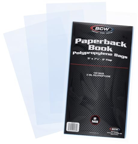 BCW Paperback Book Bags, 200 Count, 5 x 7 3/8 Inches