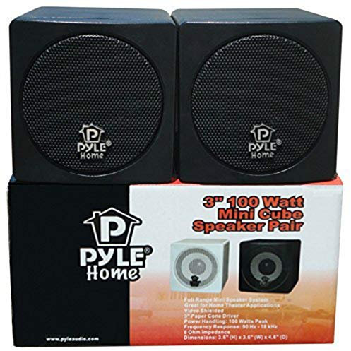 COPPIA DI CASSE CUBO PASSIVE PYLE PCB3BK NERE DA 100 WATT RMS E 200 WATT MAX A COPPIA DA 9,00 CM QUADRATE PER INTERNI PC TABLET TV MP3 DOLBY DIGITAL SURROUND O COME SATELLITI PER IMPIANTO HOME THEATHER O AUTO CASA CAMPER SCRIVANIA TAVOLO