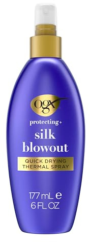 OGX Protecting + Silk Blowout Quick Drying Thermal Spray, 6 Ounce Bottle