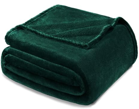 Exclusivo Mezcla Large Soft Fleece Twin Size Blanket for Bed, Forest Green | 230x168 CM, Double-Sided Brushed Flannel Bed Blanket, Lightweight Plush Cozy Bed Throw for Bedroom, Machine Washable