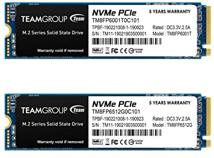 TEAMGROUP 2 x MP33 512GB 3D NAND TLC NVMe 1.3 PCIe Gen3x4 M.2 2280 Internal Solid State Drive (Read/Write 1700/1400MB/s) Compatible with TM8FP6512G0C1P1 Laptop and Desktop PC