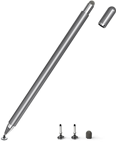 SENKUTA Tablet Stift für Alle Tablets, 2 in 1 Stylus Pen Touchscreen Stift für Alle Tablets/Handys, Apple iPad, iPhone, Samsung, Surface, Lenovo, Xiaomi, Chromebook, Huawei Android iOS usw.Metallisch