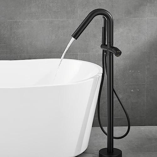 Robinet Baignoire Ilot Pivotant À 360° 2 Modes Mitigeur De Baignoire Sur Pied Avec Douchette,noir