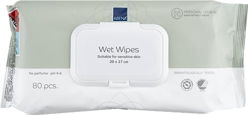 ABENA Abena Wet Wipes | Pack of 80 Wipes | Disposable Wipes| Fragrance and Colourant Free | Dermatologically Tested | Heavy Duty Wipes | Incontinence Wipes | Incontinence Products, White
