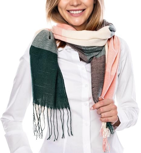 LavaPop karierter Schal für Damen, ultraweicher und warmer Schal mit langen Streifen, stilvolles Modeaccessoire für alle Jahreszeiten